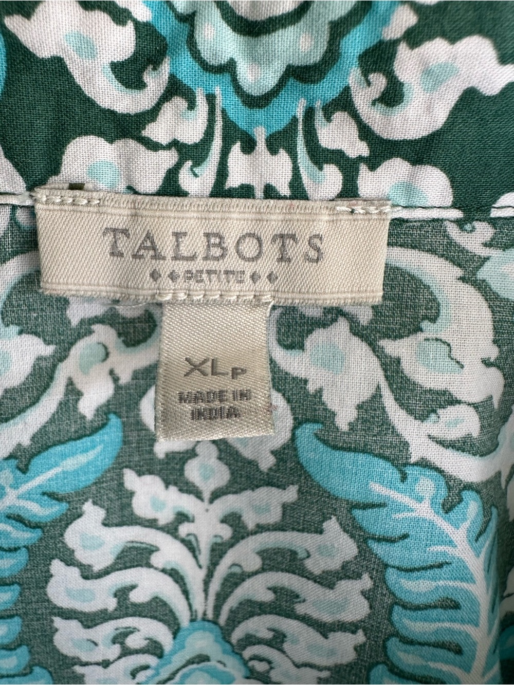 Talbots Floral Button Down Shirt Blue Green Size XL Lightweight Summer Colorful - Picture 5 of 6